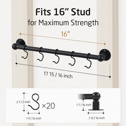 KES 110lb High-Capacity Pot Rack Wall Mounted Set of 2, 16 Inch Pot Hangers - Image 6