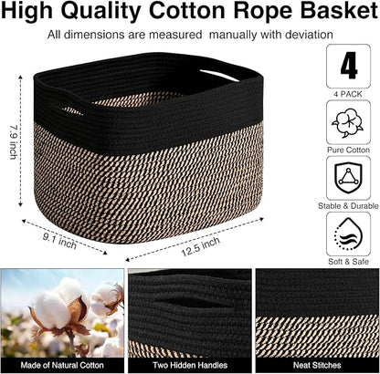 Storage Baskets for Shelves Organizing, Woven Cotton Rope Baskets for Storage - Image 3