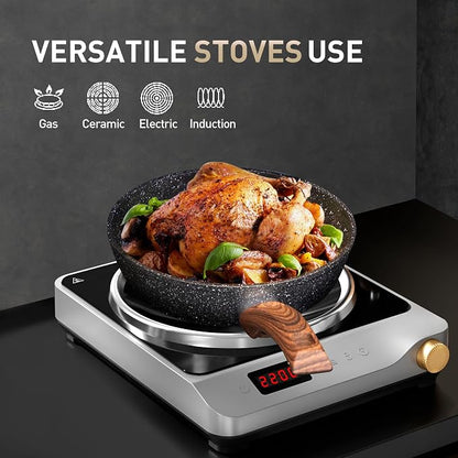 MAISON ARTS Pots and Pans Set Non Stick, 12 Piece Black Granite Kitchen - Image 7