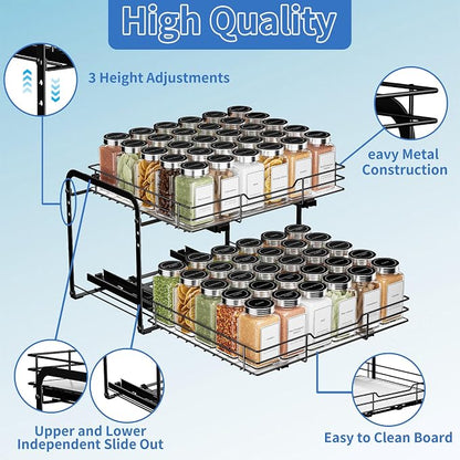 BOIVSHI 2-Tier Pull Out Spice Rack, Spice Rack Organizer, Pull Out Spice Racks - Image 5