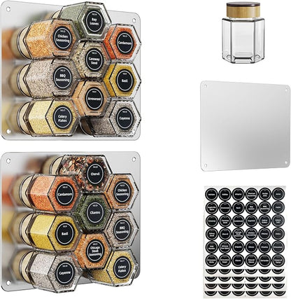Vetacsion Set of 18 Magnetic Glass Spice Tins by HOMESTORAGE