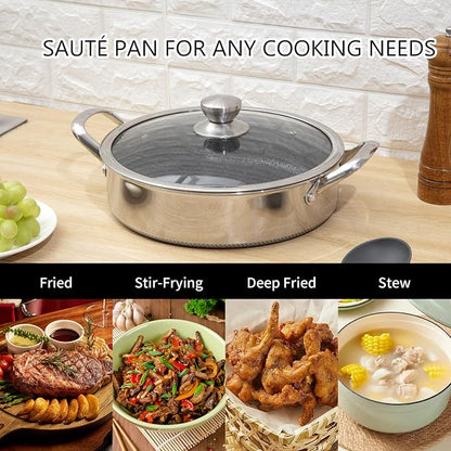 Toutrop Hybrid Stainless Steel Cookware Set-6QT Sauté Pan - Image 2