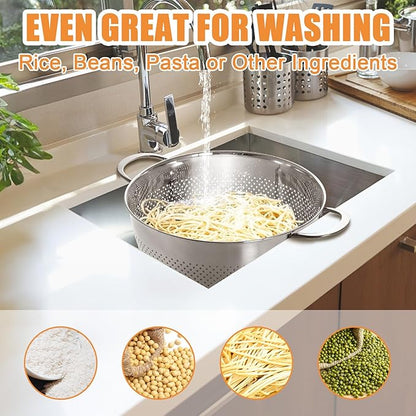 Stainless Steel Colander for Kitchen | 5 Quart Durable Rice and Pasta Strainer - Image 6