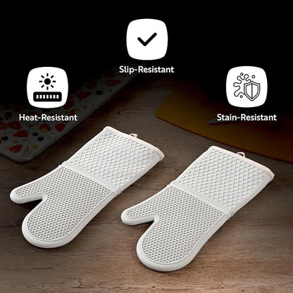 Comfy Grip 14 x 7.3 Inch Thick Baking Mitts, 1 Food-Grade Cooking Glove Set - Image 4
