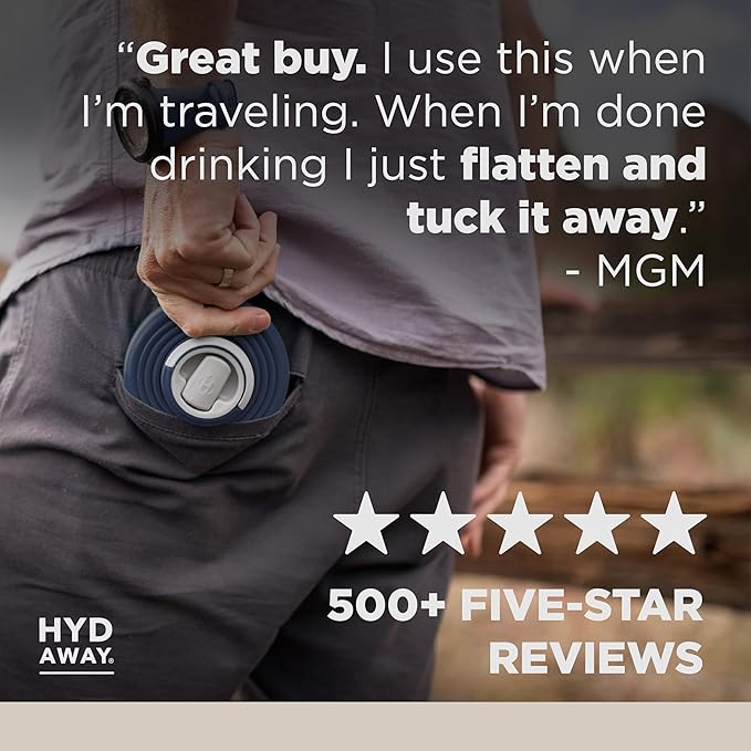 HYDAWAY 25oz Collapsible Water Bottle - BPA-Free, Leakproof, Lightweight, and Space-Saving - Perfect for Hiking, Travel, and All-Day Hydration