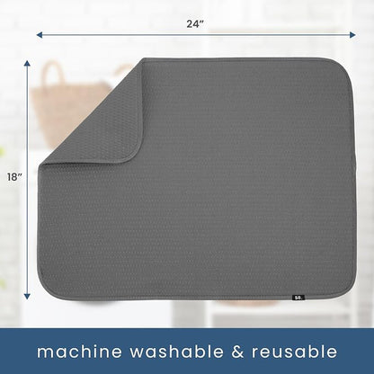 S&T INC. Dish Drying Mat XL, 18” x 24”, Absorbent Microfiber Kitchen Counter Mat - Image 7
