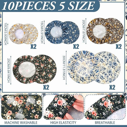 Patelai 10 Pcs Bowl Covers Reusable in 5 Size Stretch Cloth Fabric Elastic Food - Image 2