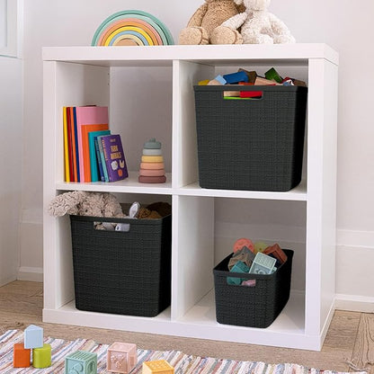 Curver Set of 4 Jute Large Cube Decorative Plastic Organization and Storage - Image 6