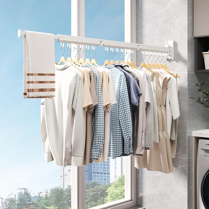 Wall Mounted Clothes Drying Rack, Retractable Laundry Rack - Image 6