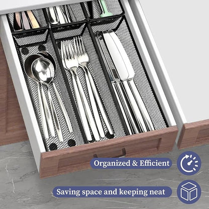 10 Pack Silverware Drawer Organizer 9 x 3 x 2 Inch Mesh Utensil Organizer - Image 5