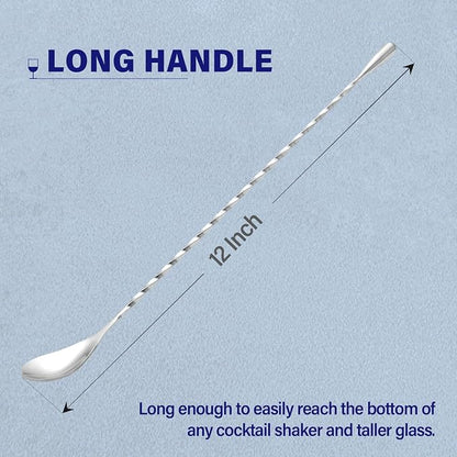 Briout 4 Pieces Bar Spoon, 12 Inches Long Handle Drink Stirrer - Image 2