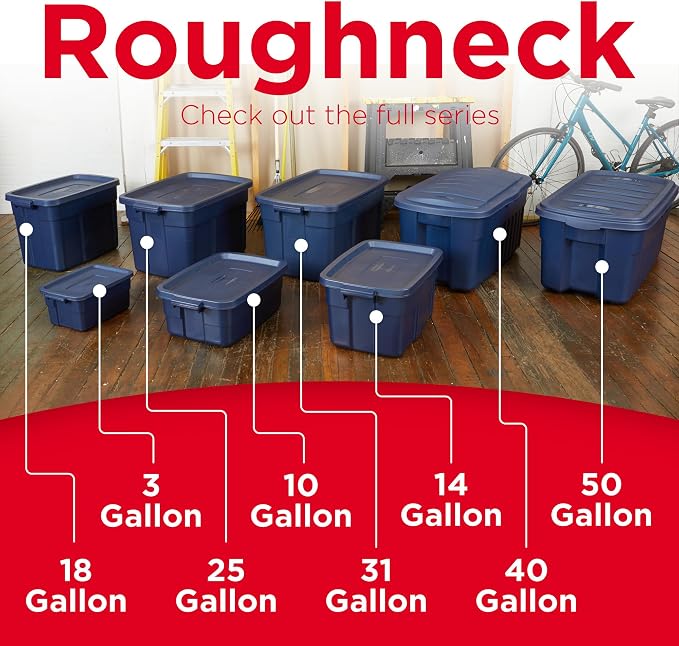 Rubbermaid Roughneck Tote 18 Gal, 6 Pack, Made in USA, Dark Indigo Metallic - Image 4