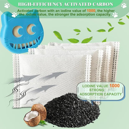 Unscented Cat Litter Box Deodorizer Kit Stick-On Activated Carbon Odor - Image 4