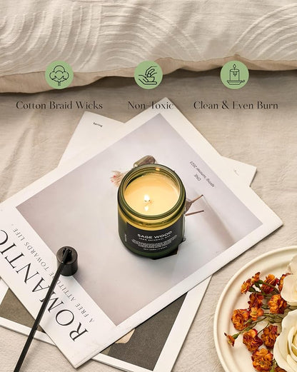 M&SENSE Sage Wood Scented Candle, 7.05oz 50 Hours Long Lasting Clean Non Toxic - Image 5
