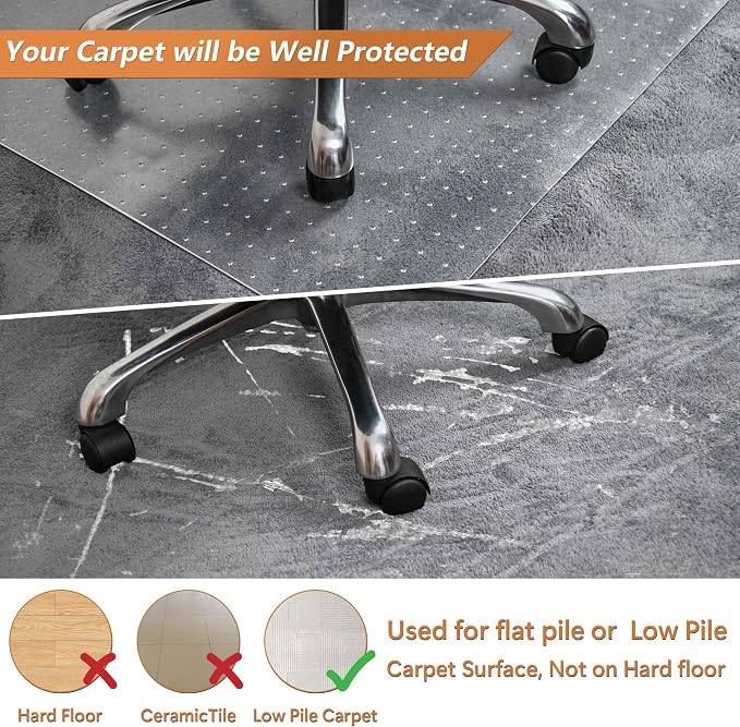 Large Chair Mat for Carpet, Easy Glide Plastic Carpet Floor Protector Mat for - Image 2