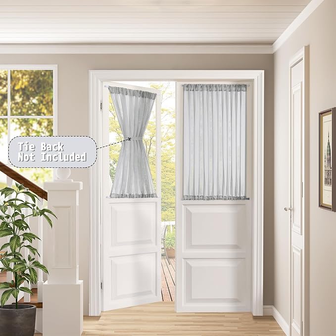 Tollpiz Small Sheer Door Curtain Closet Linen Textured Curtain Sheers Doorway - Image 2