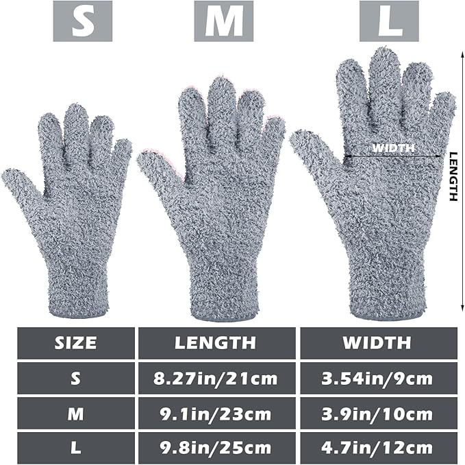 Patelai 3 Pairs Microfiber Plant Dusting Gloves Leaf Cleaning Gloves for Indoor Plants, Blinds, Furniture, House(Medium,Dark Blue, Gray, Khaki)
