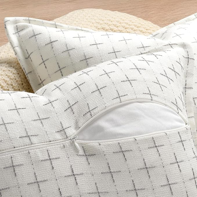 ZWJD Pillow Covers 24x24 Set of 2 Soft Polyester Textured Pillow Covers - Image 3