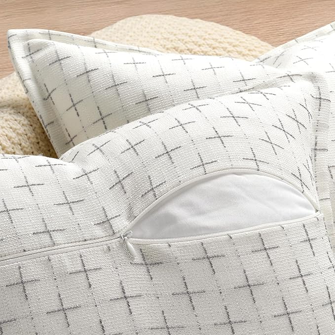 ZWJD Pillow Covers 20x20 Set of 2 Soft Polyester Textured Pillow Covers with Stylish Flange Edge Cozy Farmhouse Throw Pillows for Couch Bed Sofa Living Room
