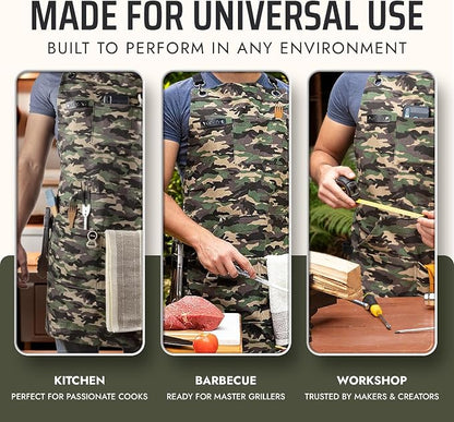 Asaya Chef and BBQ Apron with Bottle Opener and Hand Towel - 10oz Cotton Canvas - Image 7