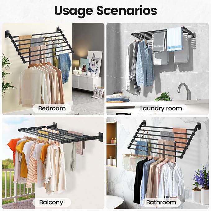 Wall Mounted Clothes Drying Rack 43 Inch – Foldable Laundry Drying Rack - Image 7