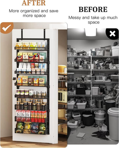 8-Tier Over the Door Pantry Organizer, Large Metal Door Spice Rack - Image 3