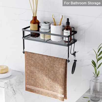 ESOW Paper Towel Holder with Shelf Storage, Adhesive Wall Mount 2-in-1 Basket - Image 3