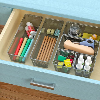 WOWBOX 6 Pack Clear Drawer Organizer Set, Acrylic Drawer Storage Trays - Image 5