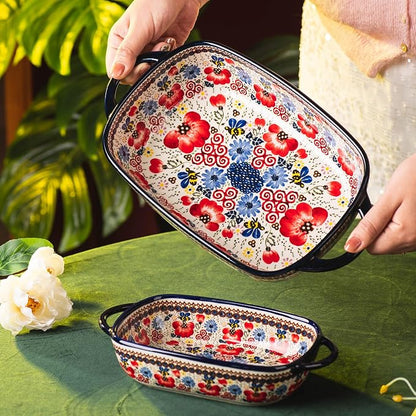 Baking Dish Ceramic Baking Pan Blue Casserole Dish Porcelain rectangular Baking - Image 5