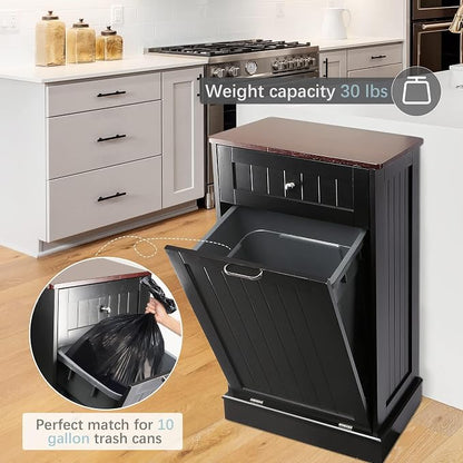 Betterhood Tilt Out Trash Cabinet 10 Gallon Wooden Free Standing Laundry Sorter - Image 3