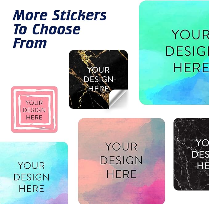 100 Custom Vinyl Stickers - Upload Your own Image, Text, Design, Logo - Personalized Logo Labels for Handmade, Packaging, Bottle, Jars, Candle, Brand Stickers (Black Gold Marble, 3x3 Square)
