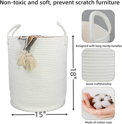 Cotton Rope Laundry Basket Hamper - Image 2