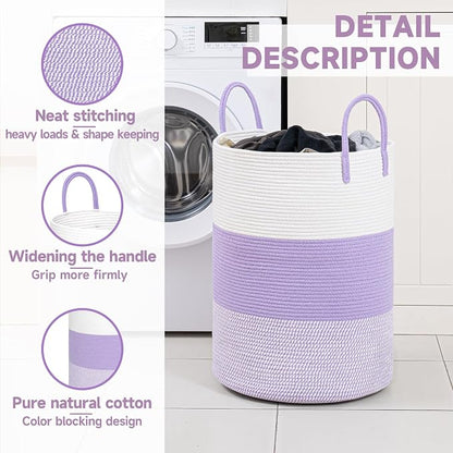 CLHMILY&Z 80L Laundry Basket Round Storage Rope Basket - Image 2