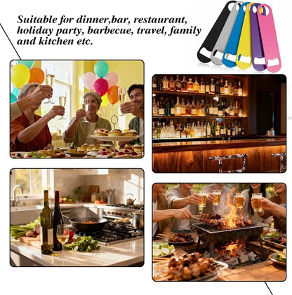 6 Pcs Colorful Stainless Steel Heavy Duty Flat Bottle Openers, 7 Inch Solid - Image 5