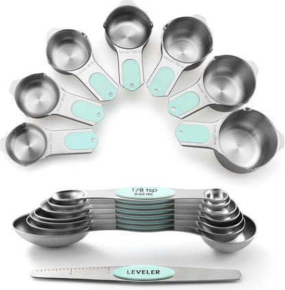 Spring Chef Magnetic Measuring Cups & Spoons Set, Strong N45 Magnets, Heavy by SpringChef