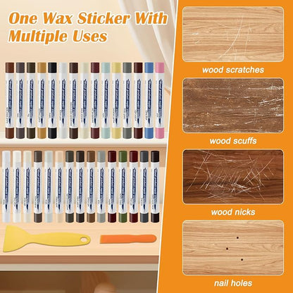 30+2P Wood Filler Sticks, Windspeed 30 Colos Wood Filler Putty Wax Crayons - Image 4