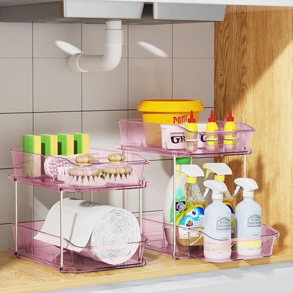 Delamu 2-Tier Under Sink Organizers and Storage, Pull Out Kitchen Pantry - Image 7