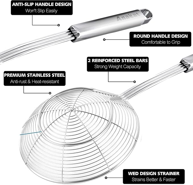 Anaeat Stainless Steel Spider Strainer Skimmer - Image 5