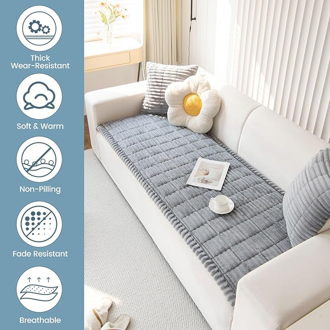 OTOB Dog Couch Covers for 3 Cushion Washable Non Slip Plush Pet Friendly Bed - Image 2