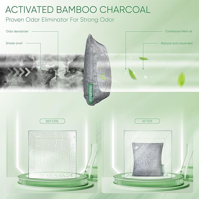 Activated Charcoal Odor Absorber, Large 12 Pack w Hooks Nature Odor Eliminator - Image 8