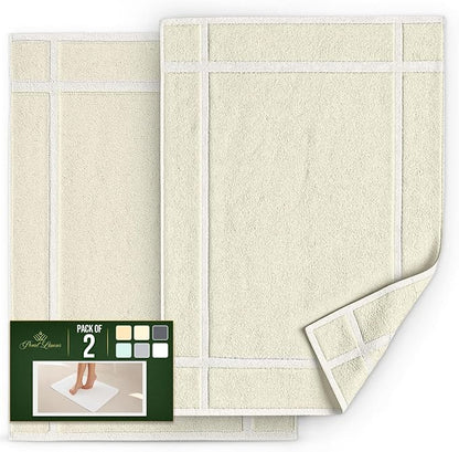 Pearl Linens Pack of 2 100% Cotton Bathmat 20x30 inches, Soft & Absorbent Quick - Image 3