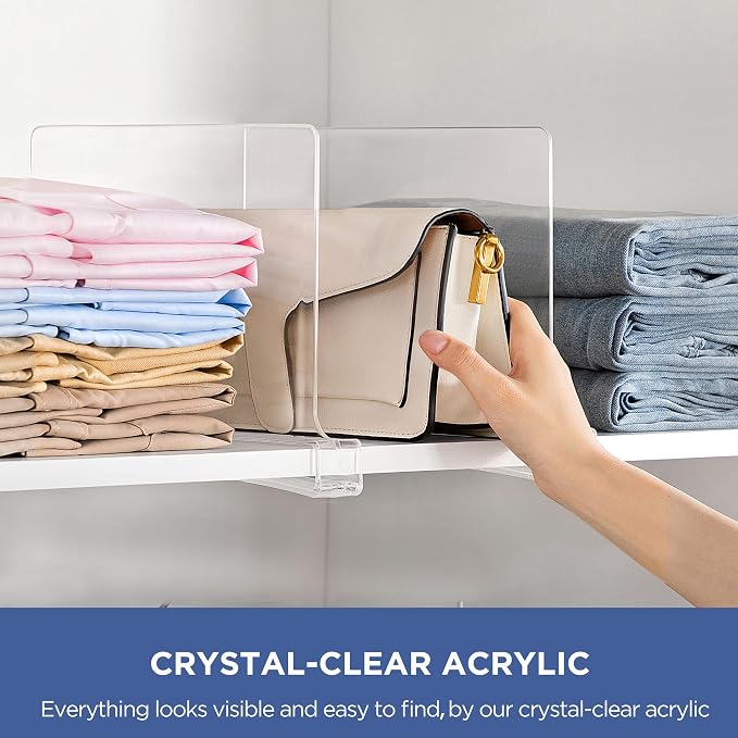 HBlife 8 Pack Clear Shelf Dividers, Vertical Purse Organizer - Image 3