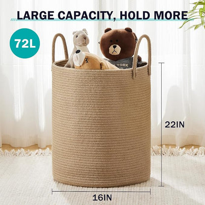 Jute Rope Woven Laundry Hamper Basket by YOUDENOVA, 72L Tall Luandry Basket - Image 3