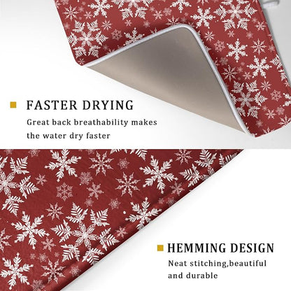 Christmas Dish Drying Mat for Kitchen Counter 24x18 Inch Xmas Snowflake Drying - Image 5