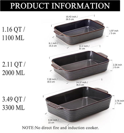 Ceramic Baking Dish Set of 3, Casserole Dishes - Image 4