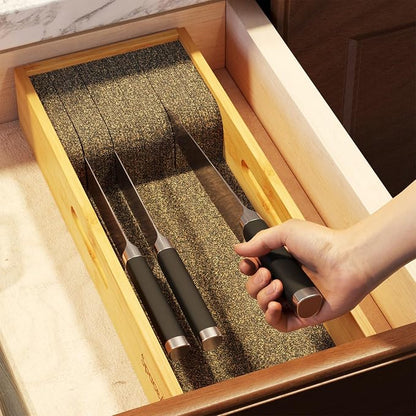 SpaceAid Knife Drawer Organizer Bamboo Insert Dock, Kitchen Steak Knives Holder - Image 6