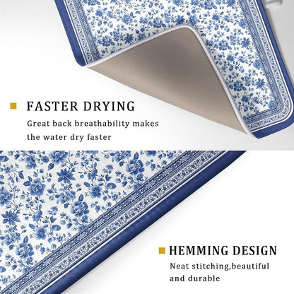 Blue Floral Branches Dish Drying Mat - Image 2