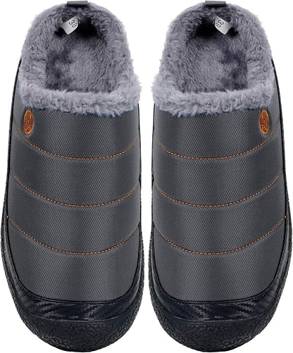 Womens Mens House Slippers Slip on Snow Winter Warm Fully Fur Lined Slippers - Image 6