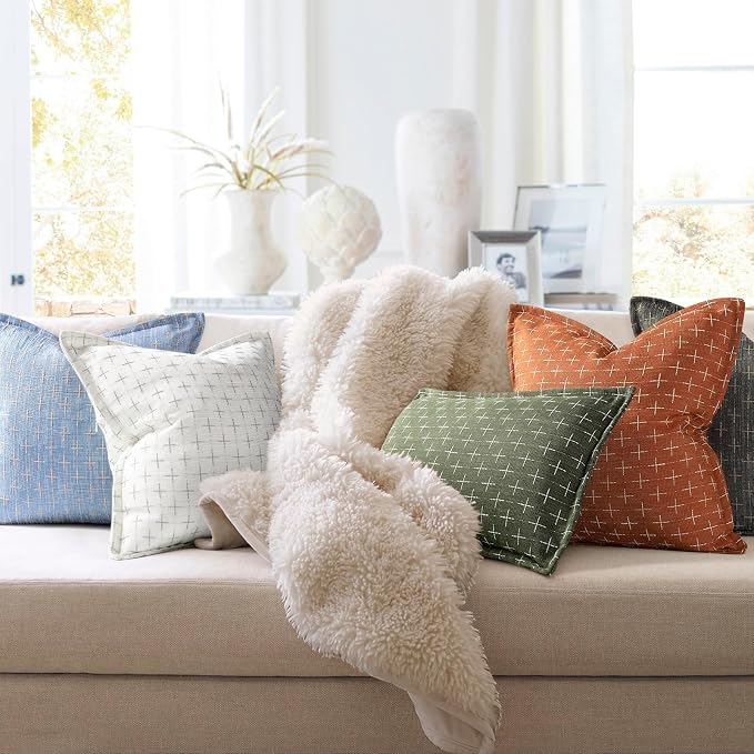 ZWJD Fall Pillow Covers 18x18 Set of 2 Soft Polyester Textured Pillow Covers - Image 5
