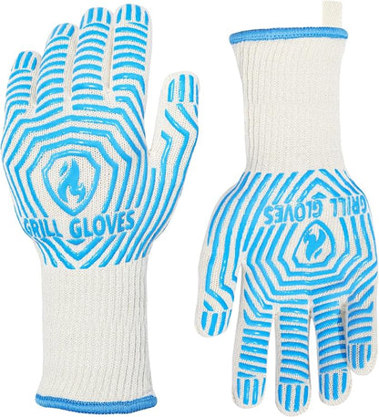 QUWIN BBQ Gloves, Oven Gloves 1472℉ Extreme Heat Resistant, Grilling Gloves by QUWIN